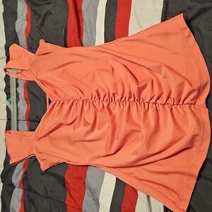Guess Red-Orange Ruched Wide-Strap Camisole